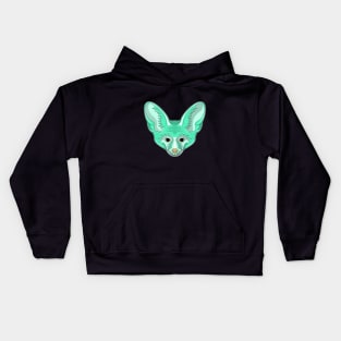 cute cyan bat eared fox face cartoon Kids Hoodie